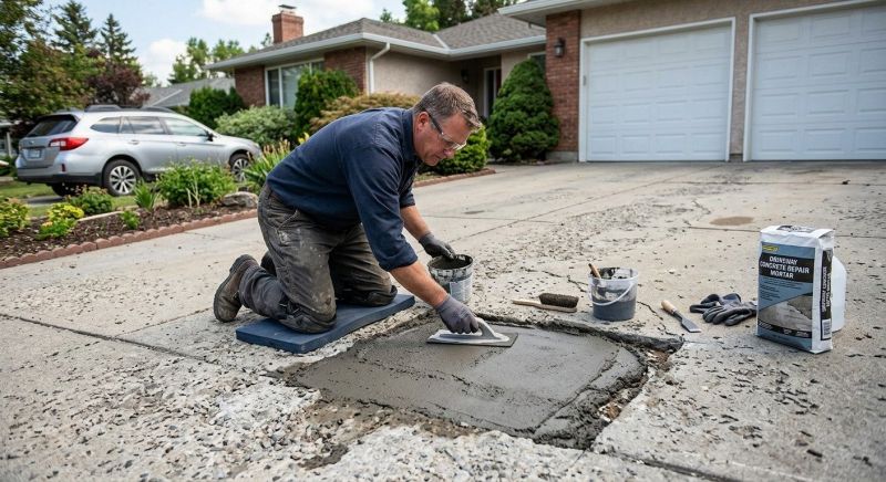 Concrete Driveway Crack Repair in West Des Moines, IA